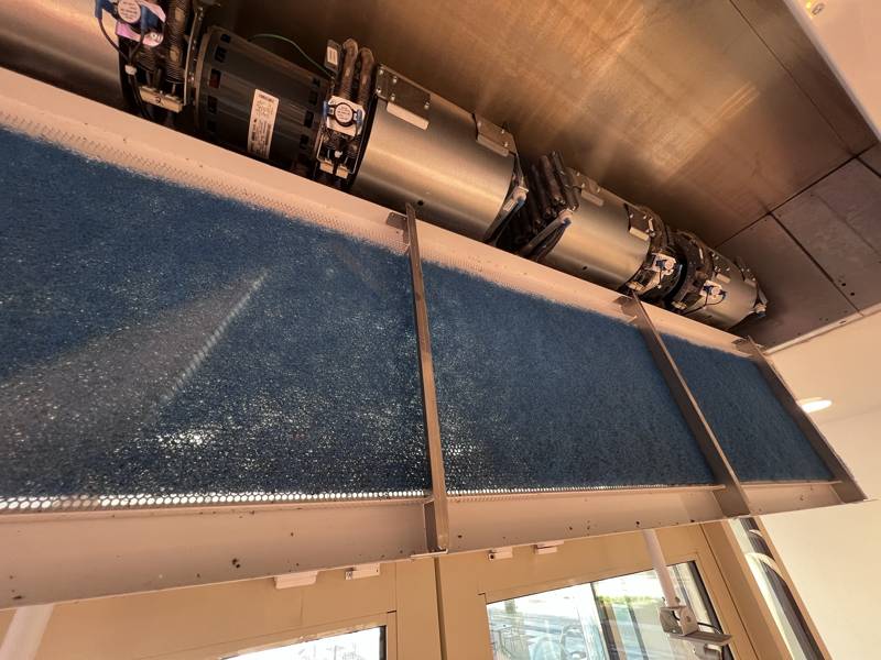 New filter media installed above the fans