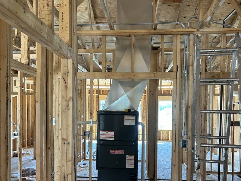 Furnace with a new sheet metal plenum through the framing